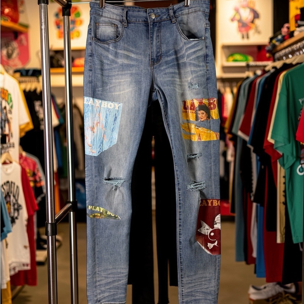 Mens Amiri Playboy Jeans, Indigo (Size 34)